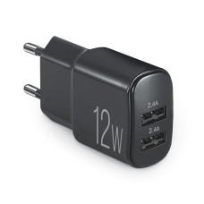 Мережевий зарядний пристрій Brevia ePower 12W 2xUSB-A чорний