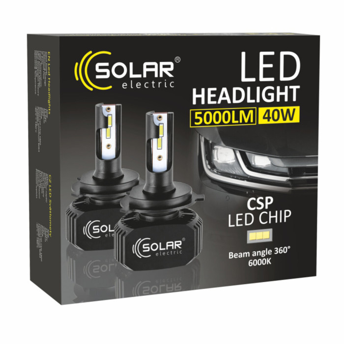 Автолампа Solar LED H4 12/24V 6000K 5000Lm 40W, CSP1860 2шт