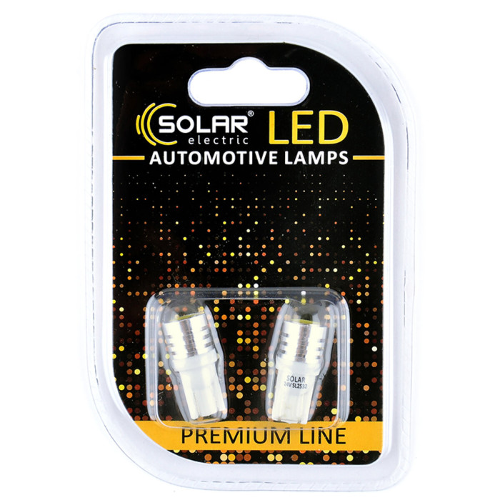 Автолампа Solar LED 24V T10 W2.1x9.5d 1SMD white, 2шт
