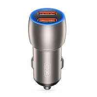 Автомобільний зарядний пристрій XO CC52 Metal Dual USB QC3.0 36W чорний