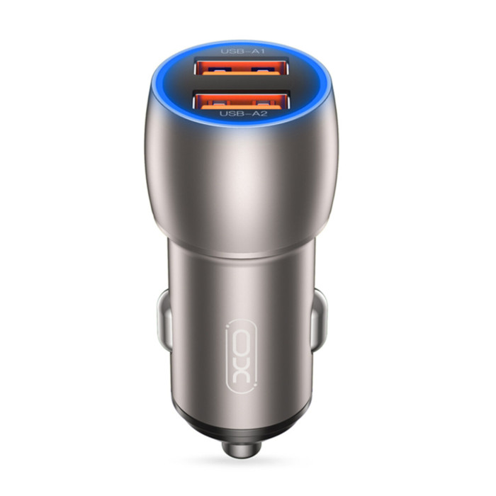 Автомобільний зарядний пристрій XO CC52 Metal Dual USB QC3.0 36W чорний