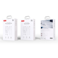 Мережевий зарядний пристрій XO L130 PD30W/QC18W 1USB-C+1USB-A + Type-C кабель білий