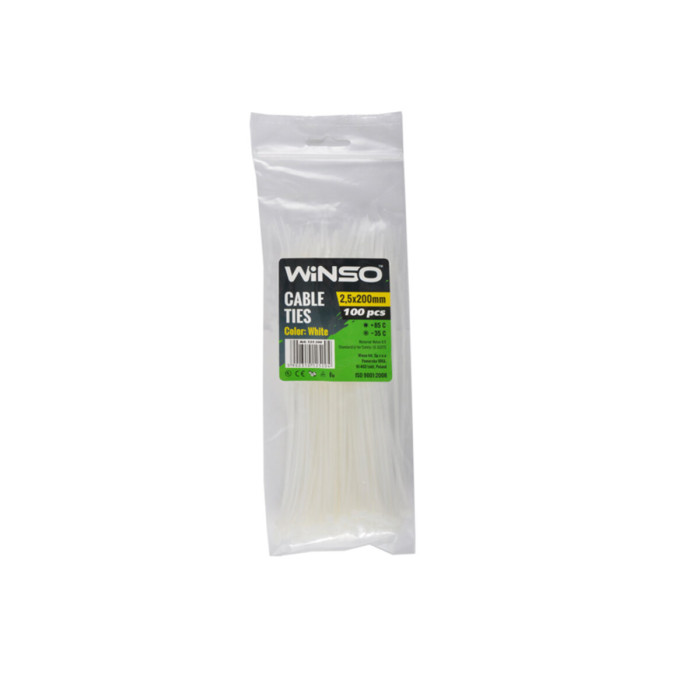 Хомути Winso пластикові білі 2,5x200, 100шт