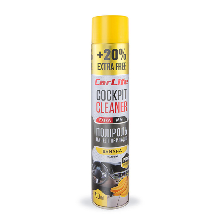 Поліроль для панелі приладів CarLife Cockpit Cleaner Extra Mat Банан, 750мл