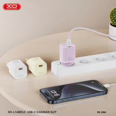 Мережевий зарядний пристрій XO L148 PD30W USB-C + Type-C кабель білий