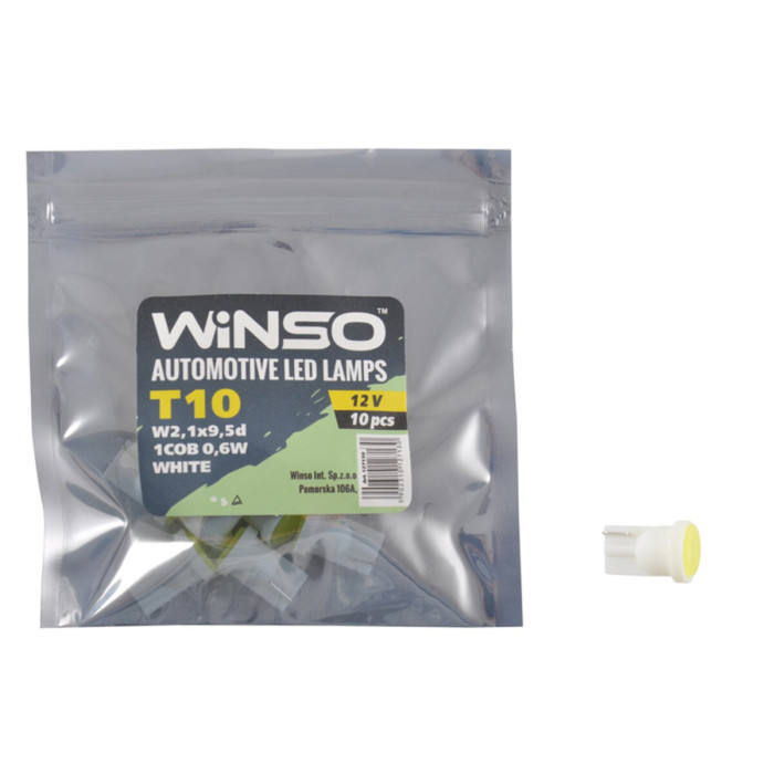 Автолампа Winso LED 12V COB T10 W2.1x9.5d, 10шт