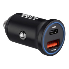 Автомобільний зарядний пристрій Brevia ePower DualChargeLED 38W 1xUSB-C+1xUSB-A чорний