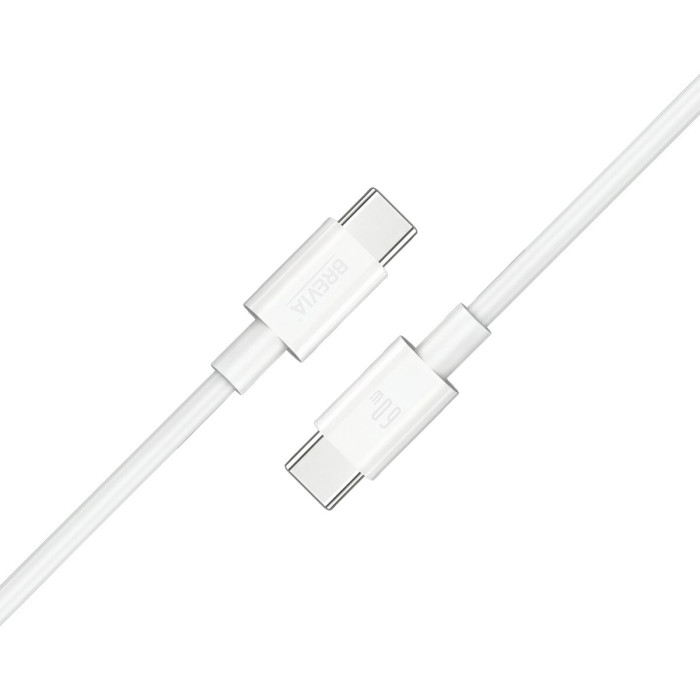 Кабель Brevia Type-C to Type-C 60W 1м, білий box (55100WCCC1)