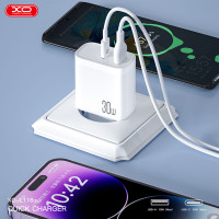 Мережевий зарядний пристрій XO L116 PD30W/QC18W 1USB-C+1USB-A Type-C кабель білий