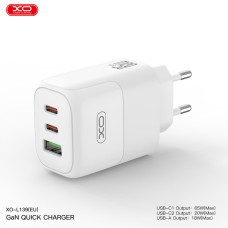 Мережевий зарядний пристрій XO L139 1USB-A 45W+2USB-C 65W + Type-c кабель білий