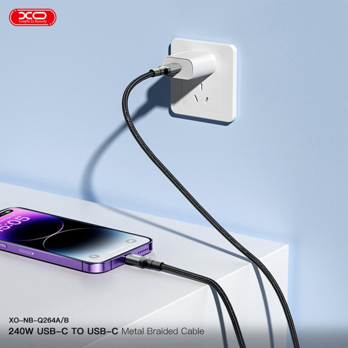 Кабель XO High Power Type-C to Type-C 240W 1м чорний