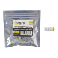 Автолампа Solar LED 12V T10 W2.1x9.5d 5smd 5050 white 10шт