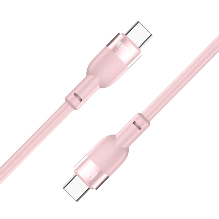 Кабель Brevia Type-C to Type-C 60W 1,2м, рожевий box (52120PCCC1)