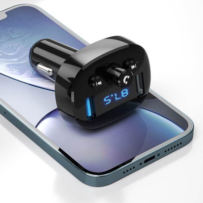 FM-трансмітер XO BCC02 Bluetooth+FM+USB Charging чорний
