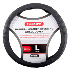 Чохол на кермо Carlife 39-41см шкіряний чорний SW235L