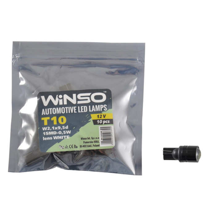 Автолампа Winso LED 12V SMD T10 W2.1x9.5d, 10шт 127340