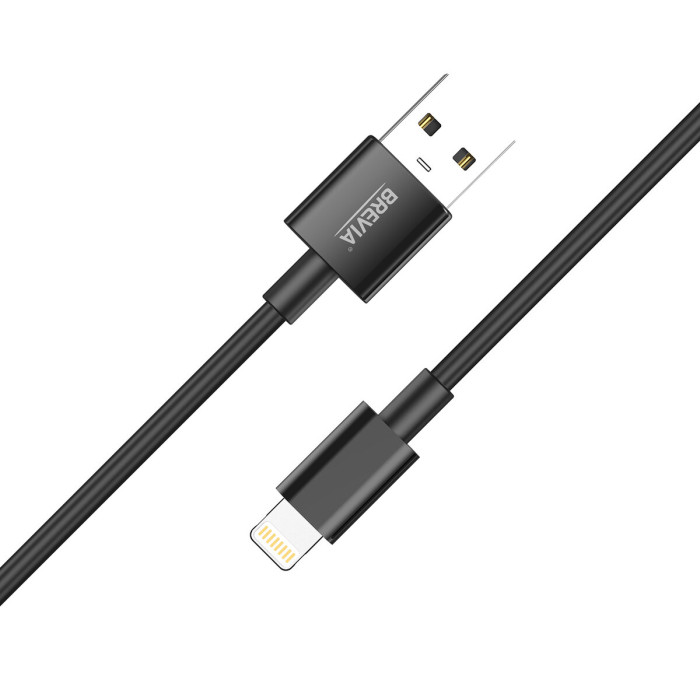 Кабель Brevia USB to Lightning 2,4А 1м, чорний box (55100BULC1)