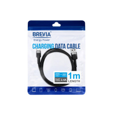 Кабель Brevia USB to Type-C 2,4А 1м, чорний ZIP (53100BUCZ1)