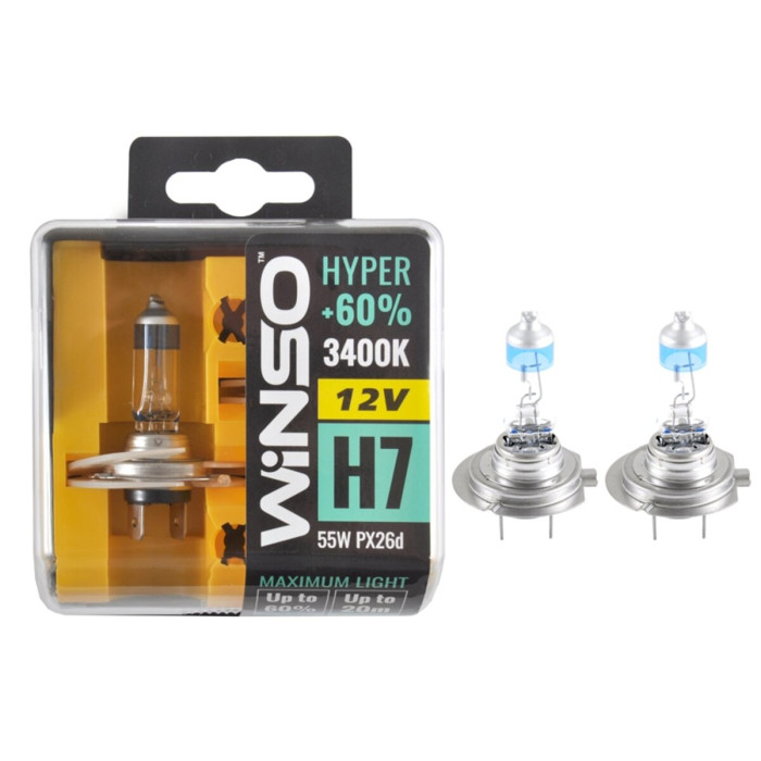 Галогенова лампа Winso H7 12V 55W PX26d SET HYPER +60% 2шт