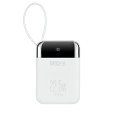 Повербанк (Power Bank) Brevia 10000mAh 22.5W Type-C+Lightning Cable, Li-Pol, LCD білий