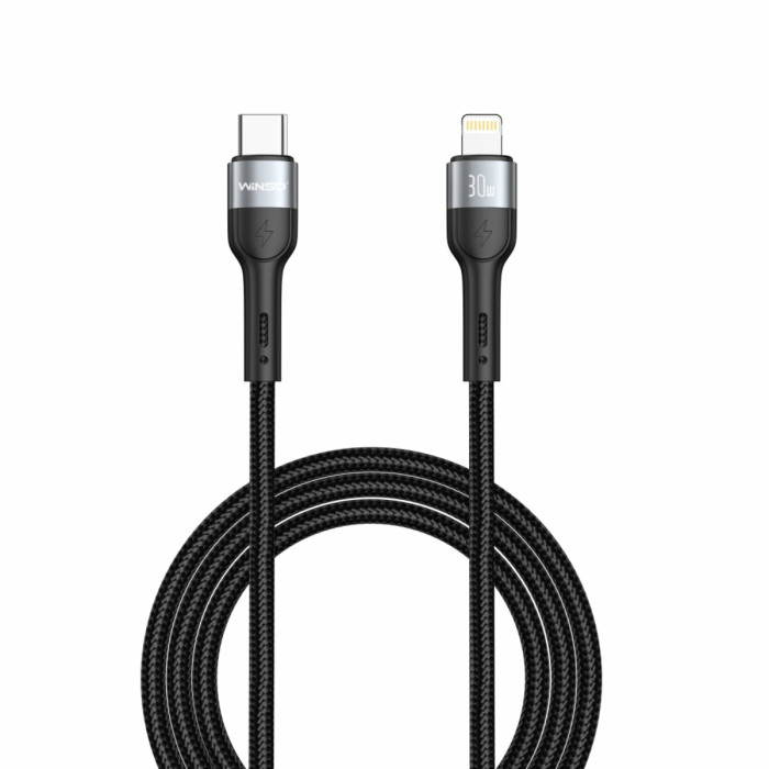 Кабель Winso Pro Type-C to Lightning 30W TPE+плетіння 2м чорний