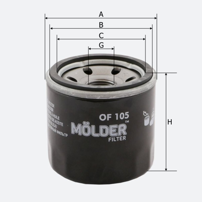 Фільтр масляний Molder Filter OF105 (WL7119, OC215, W672)
