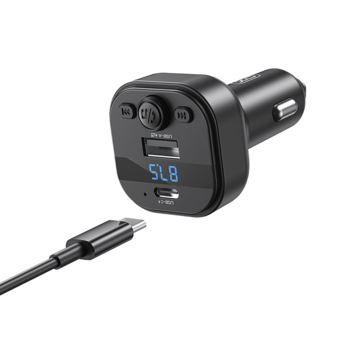 FM-трансмітер XO BCC18 Smart Bluetooth+MP3 Type-C чорний