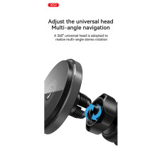Тримач телефону автомобільний XO з бездротовою зарядкою CX015 15W Magnetic Car Air Outlet Wireless чорний