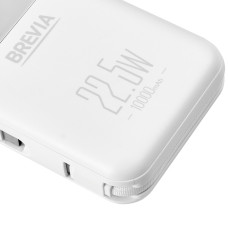 Повербанк (Power Bank) Brevia 10000mAh 22.5W Type-C+Lightning Cable, Li-Pol, LCD білий