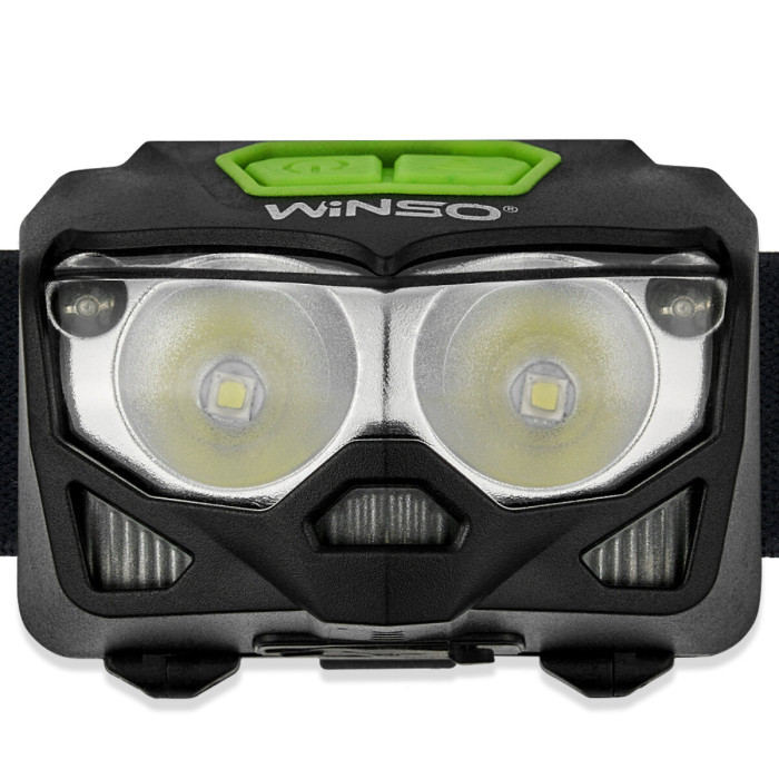 Ліхтар налобний Winso Pro 500Lm, 2x5W CREE XTG, 1200mAh/3xAAA, з сенсором білий/червоний