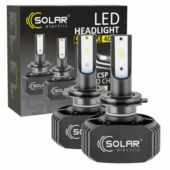 Автолампа Solar LED H7 12/24V 6000K 5000Lm 40W, CSP1860 2шт