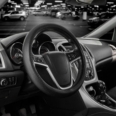 Чохол на кермо Carlife 39 - 41см, екошкіра, чорний, один шов, перфорований SW141L