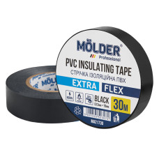 Стрічка ізоляційна ПВХ Molder 0,13x19мм 30м чорна, професійна, вогнетривка