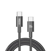 Кабель Brevia Type-C to Type-C 60W 1м, чорний ZIP (55100BCCZ1)