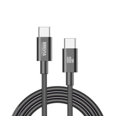 Кабель Brevia Type-C to Type-C 60W 1м, чорний ZIP (55100BCCZ1)