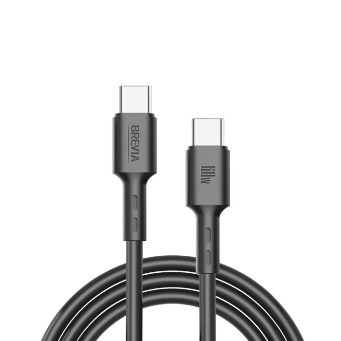 Кабель Brevia Type-C to Type-C 60W 1м, чорний ZIP (51100BCCZ1)