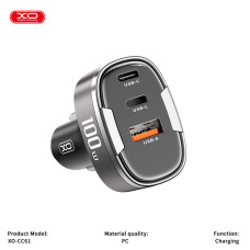 Автомобільний зарядний пристрій XO CC61 Smart USB/Type-C/Lightning 100W срібний