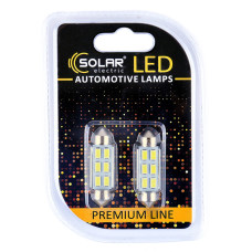 Автолампа Solar LED 12V SV8.5 T11x41 6SMD white, 2шт