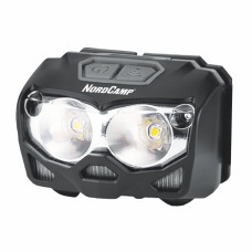 Ліхтар налобний Nord Camp 500Lm, 2x5W CREE XTG, 1200mAh/3xAAA, з сенсором білий/червоний
