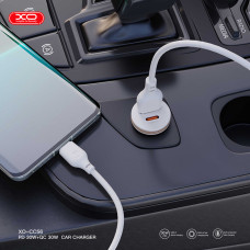 Автомобільний зарядний пристрій XO CC56 Plastic mini 30W+ Type-c кабель білий