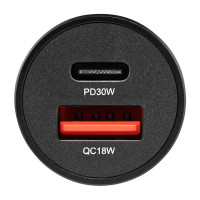 Автомобільний зарядний пристрій Brevia ePower DualMetal 48W 1xUSB-C+1xUSB-A, чорний