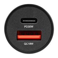 Автомобільний зарядний пристрій Brevia ePower DualMetal 48W 1xUSB-C+1xUSB-A, чорний