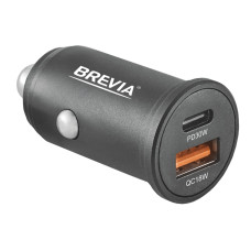 Автомобільний зарядний пристрій Brevia ePower DualMetal 48W 1xUSB-C+1xUSB-A, чорний