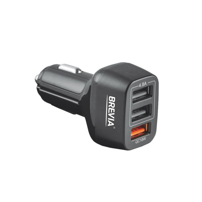 Автомобільний зарядний пристрій Brevia ePower TriDrive 42W 3xUSB-A чорний