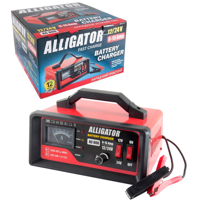 Зарядний пристрій АКБ Alligator 12/24В 150А·год 15А