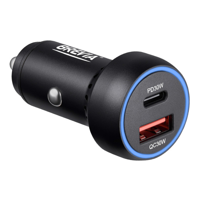 Автомобільний зарядний пристрій Brevia ePower Dual PowerMax Metal LED 60W 1xUSB-C+1xUSB-A