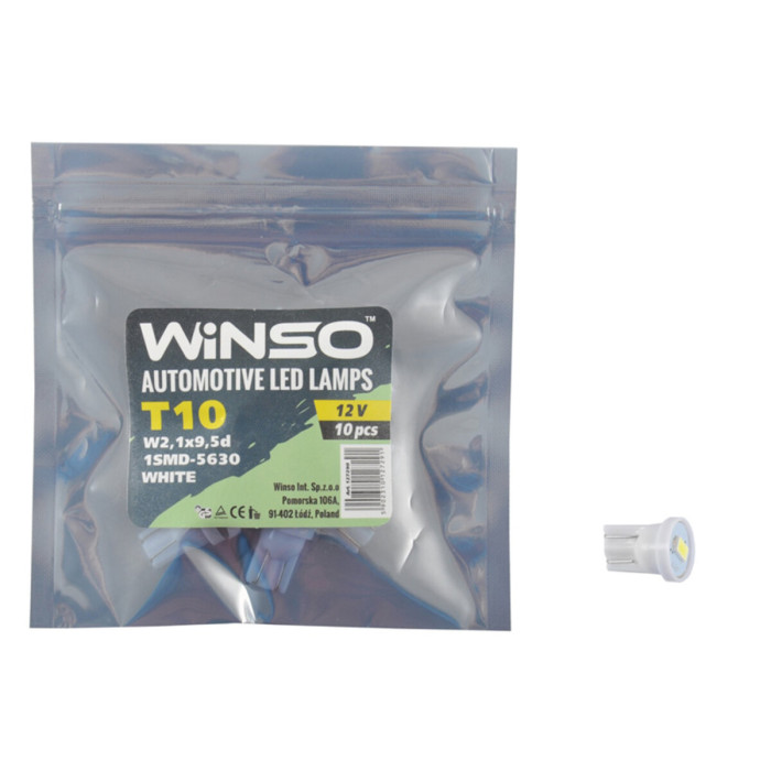 Автолампа Winso LED 12V SMD T10 W2.1x9.5d, 10шт 127290
