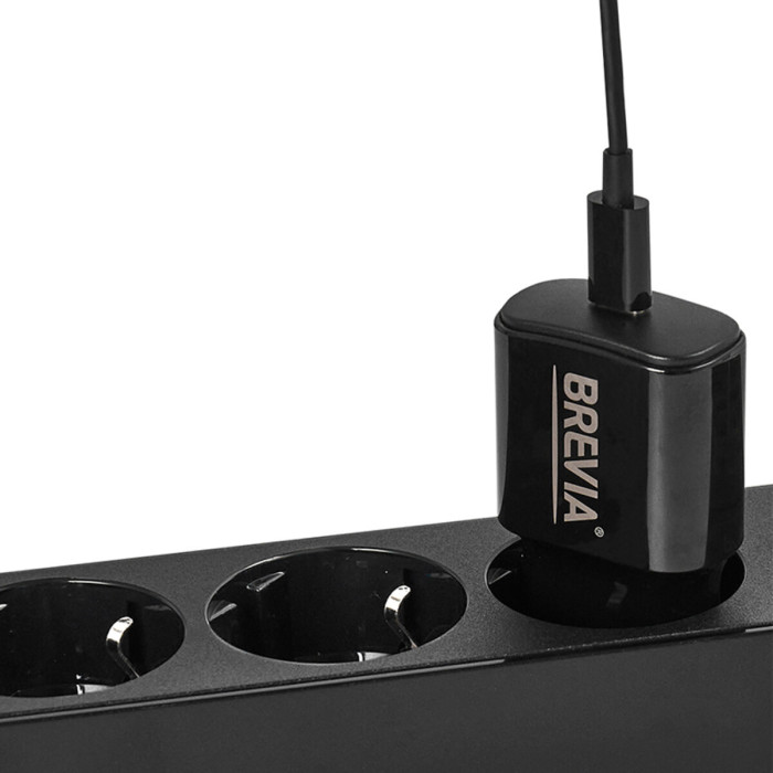 Мережевий зарядний пристрій Brevia ePower PD20W + кабель USB-C to Lightning 1м чорний