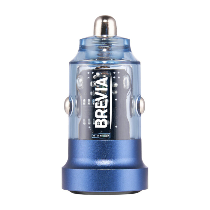 Автомобільний зарядний пристрій Brevia ePower DualDrive 15W 2xUSB-A, прозорий синій