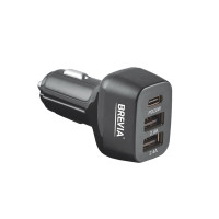 Автомобільний зарядний пристрій Brevia ePower TriDrive 44W 1xUSB-C+2xUSB-A чорний